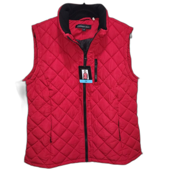 Andrew Marc Black and Red Quilted Jacket - Picture 1 of 3